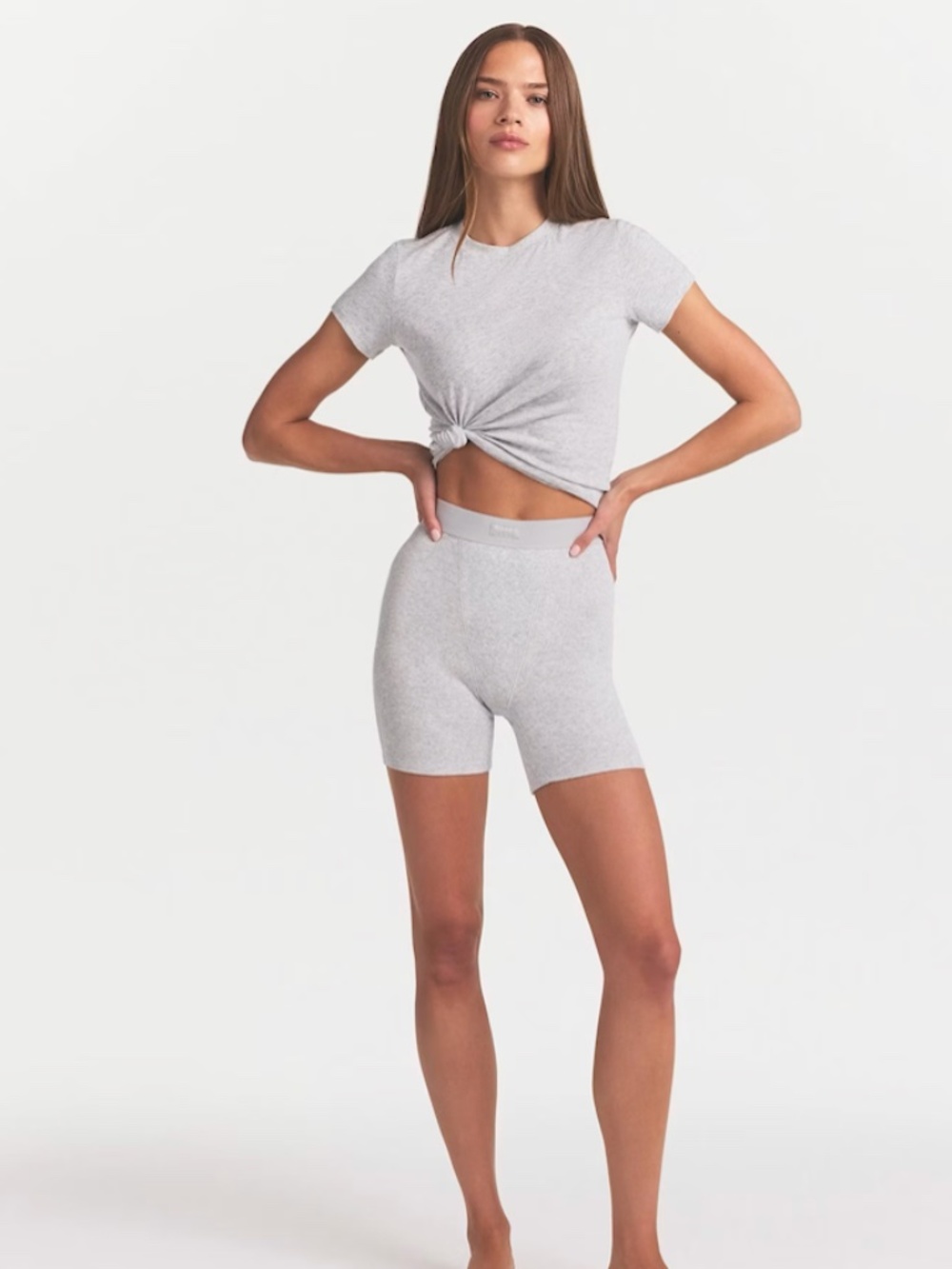 Skims NWOT Cotton Rib Boxer in Light Heather Grey - Size Medium